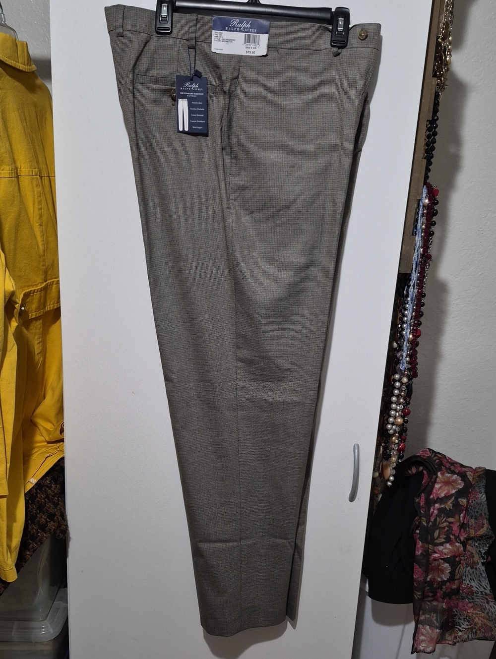 Ralph Lauren Men's Light Gray Houndstooth Dress Pants Sz 38x32